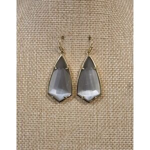 Kendra Scott Carla Gold Tear Dangle Earrings Slate Gray Cat's Eye